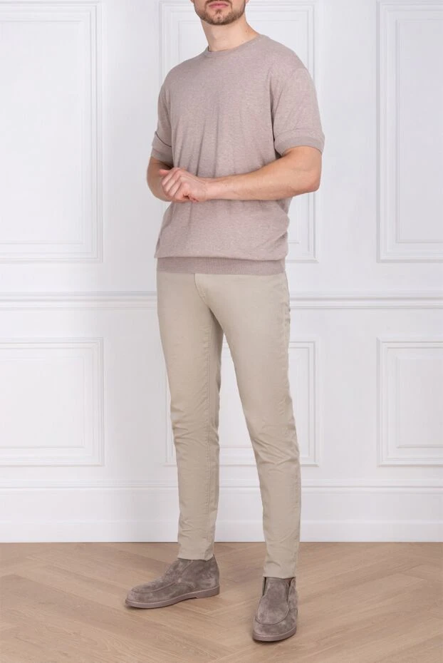 Cesare di Napoli man cotton short sleeve jumper beige for men buy with prices and photos 173442 - photo 2