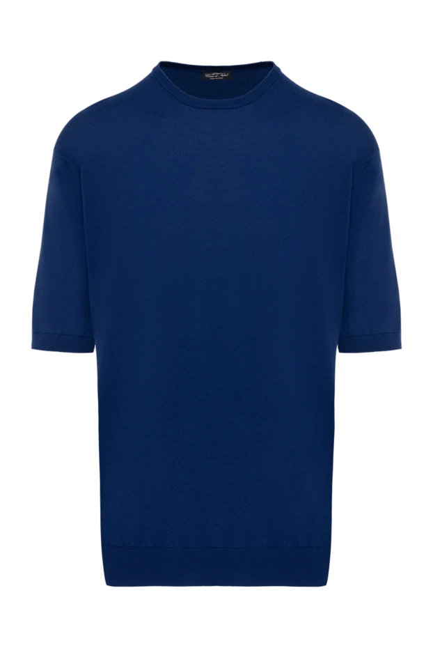 Cesare di Napoli solid blue cotton short-sleeve jumper for men 196912 - photo 1
