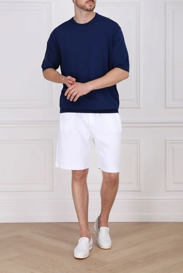 Cesare di Napoli solid blue cotton short-sleeve jumper for men 196912 - photo 2