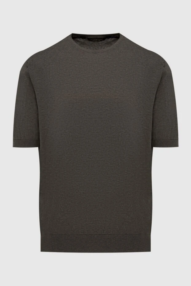 Cesare di Napoli green melange cotton short-sleeve jumper for men (markdown) 198121 - photo 1
