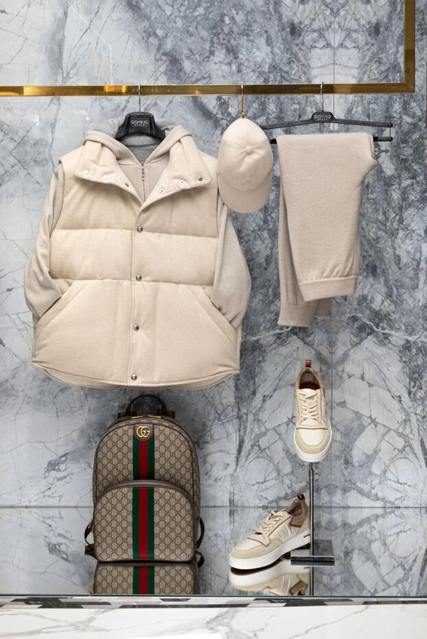 Loro Piana сникеры из бежевого нубука с контрастной вставкой и светлой подошвой 173466 - фото 3