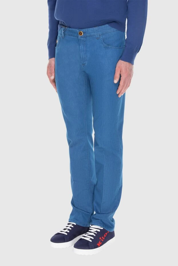 Stefano Ricci men's blue jeans with a brown button 173491 - photo 3