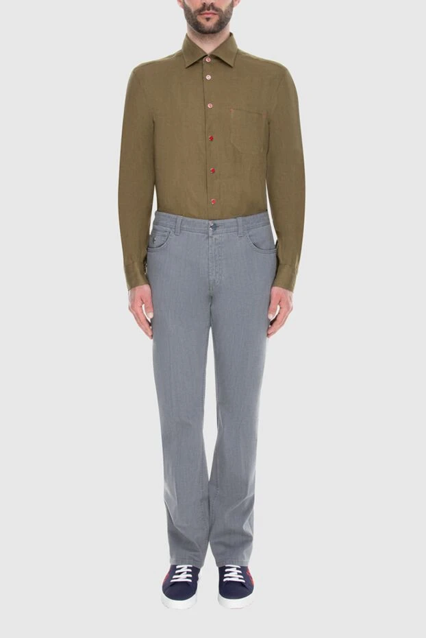 Stefano Ricci men's gray jeans with turquoise button 173493 - photo 2