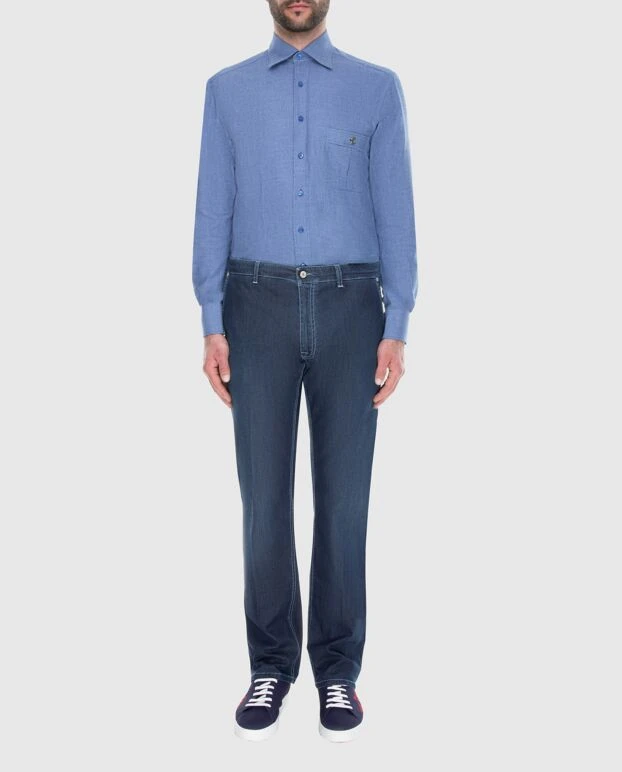 Stefano Ricci men's blue jeans with white logo 173499 - photo 2