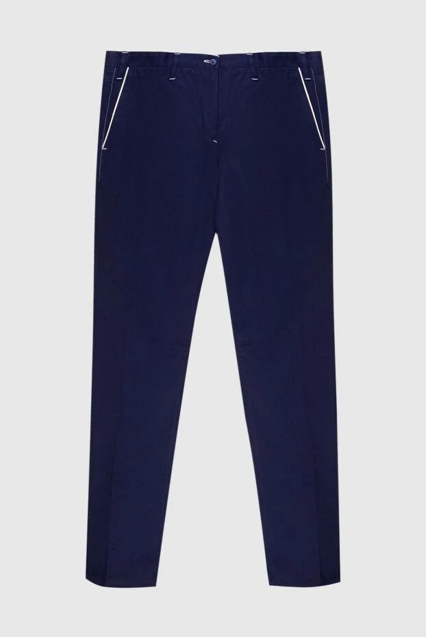 Stefano Ricci брюки мужские синие хлопковые с белыми вставками 173503 - фото 1