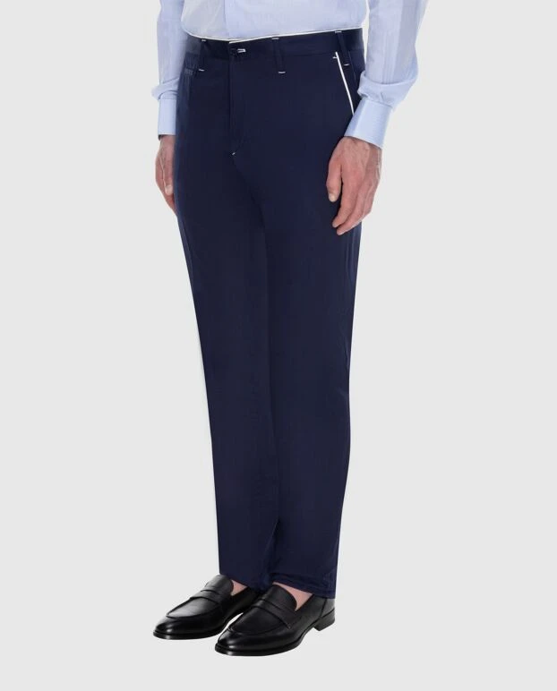 Stefano Ricci men's blue cotton pants with white inserts 173503 - photo 3