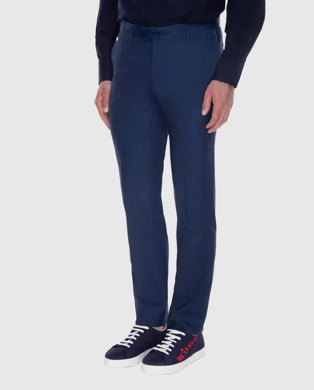 Stefano Ricci classic men's blue woolen pants with a logo on the buttons 173509 - photo 3