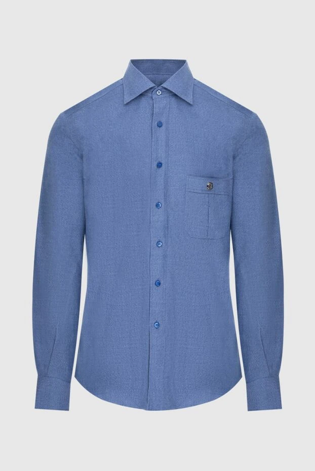 Stefano Ricci рубашка мужская голубая хлопковая с карманом 173518 - фото 1