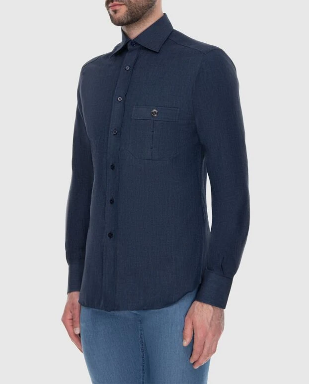 Stefano Ricci men's blue cotton shirt with a pocket 173519 - photo 3