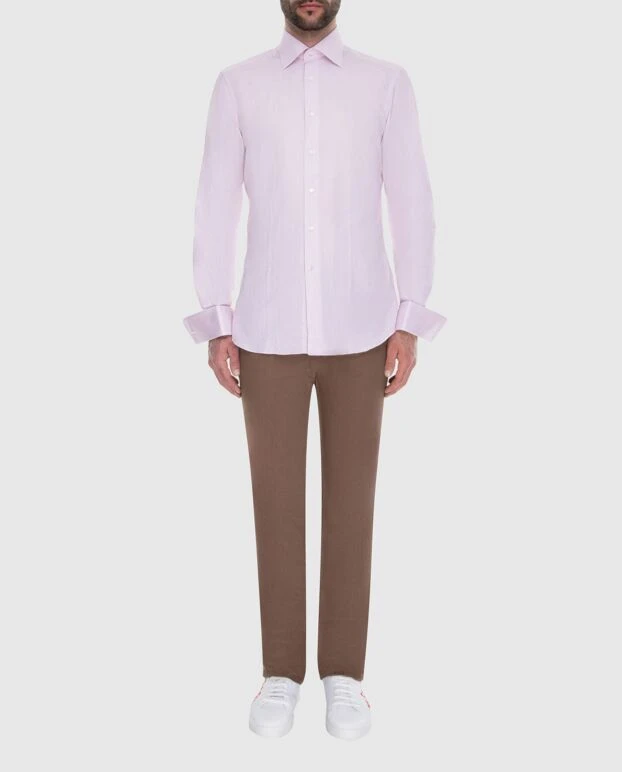 Stefano Ricci men's pink cotton shirt with french cuffs 173521 - photo 2
