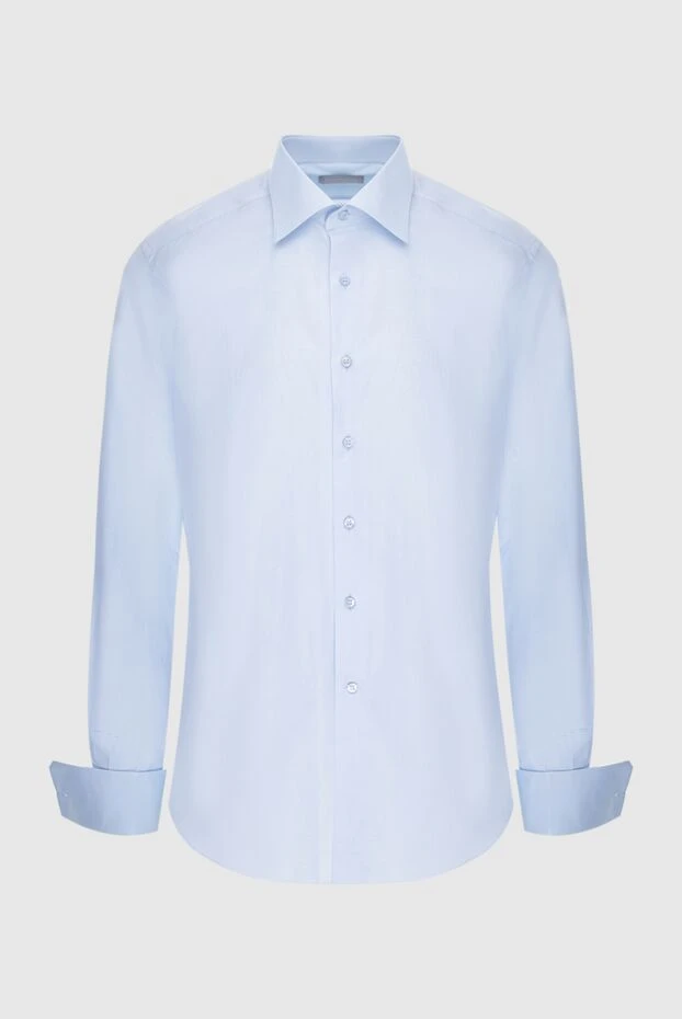 Рубашка хлопковая мужская нежно-голубая с французскими манжетами - фото 1