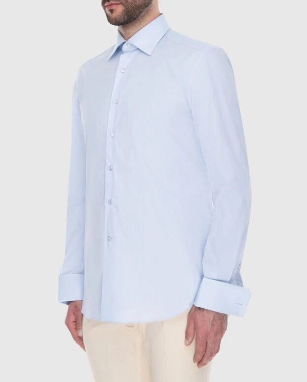 Stefano Ricci cotton men's shirt pale blue with french cuffs 173523 - photo 3