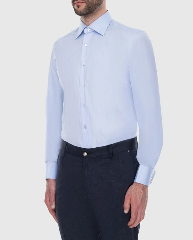 Stefano Ricci men's blue cotton shirt with french cuffs 173524 - photo 3