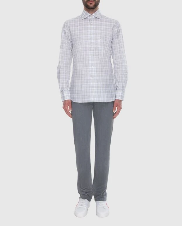 Stefano Ricci men's white cotton checked shirt 173532 - photo 2