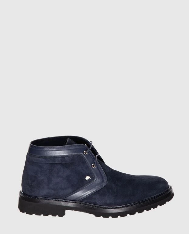 Men's blue nubuck boots with laces - photo 1