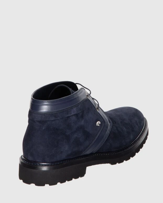 Stefano Ricci ботинки мужские синие из нубука с шнурками 173533 - фото 3