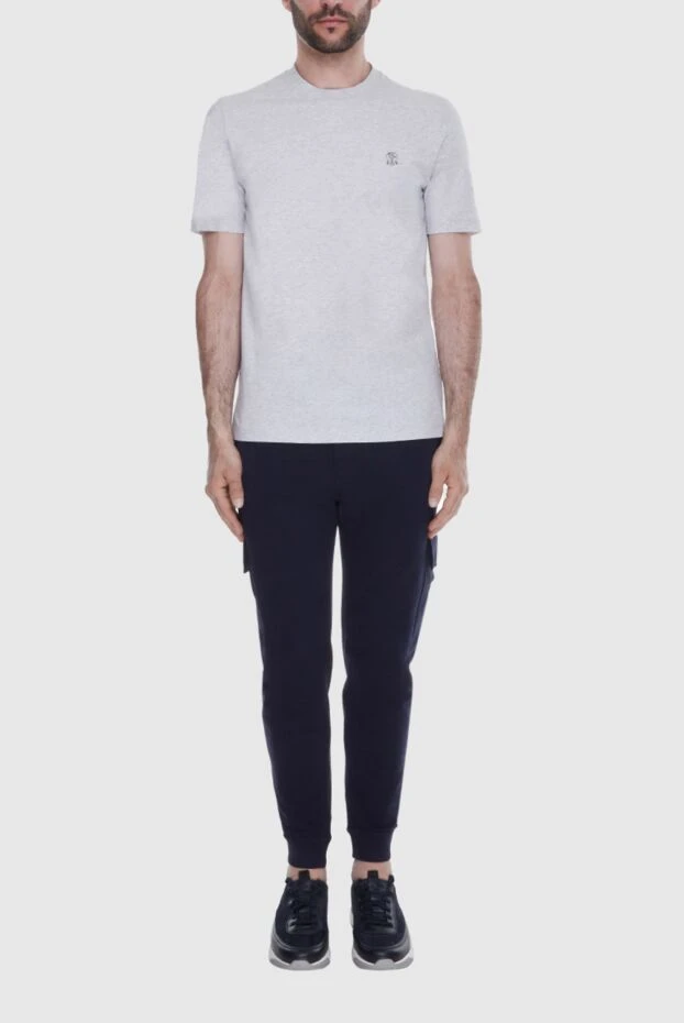 Brunello Cucinelli спортивные штаны мужские из хлопка синие 173548 - фото 2