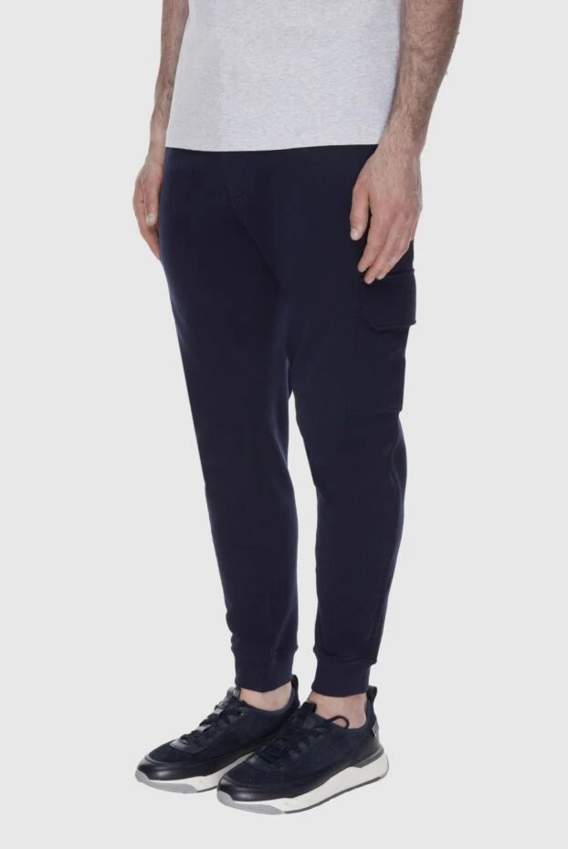 Brunello Cucinelli спортивные штаны мужские из хлопка синие 173548 - фото 3