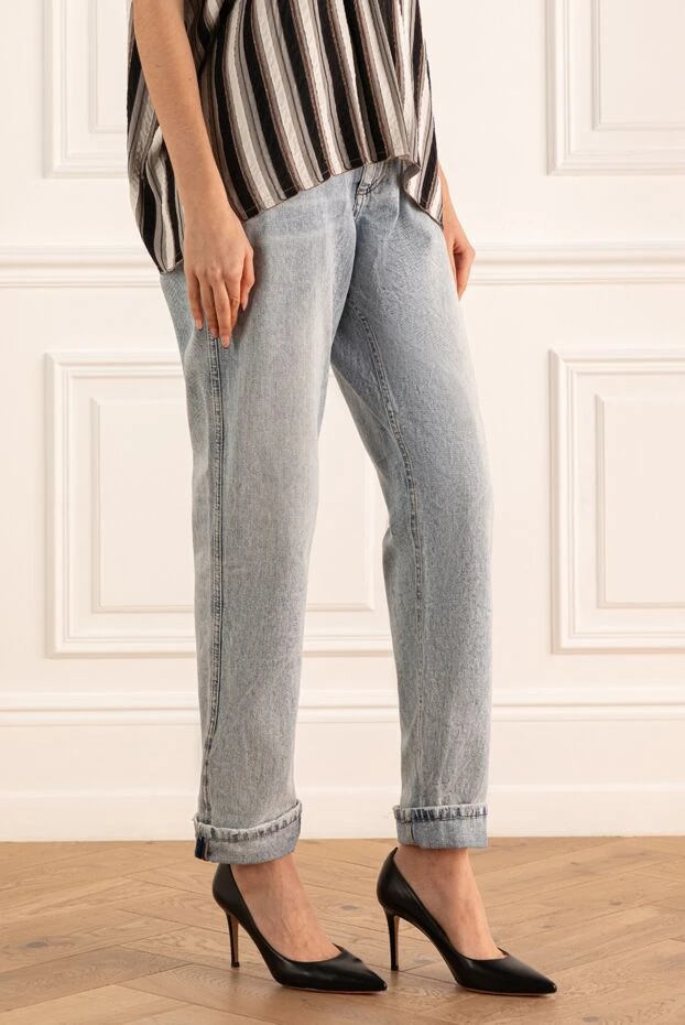 Brunello Cucinelli light blue cotton jeans with large cuffs 173552 - photo 3