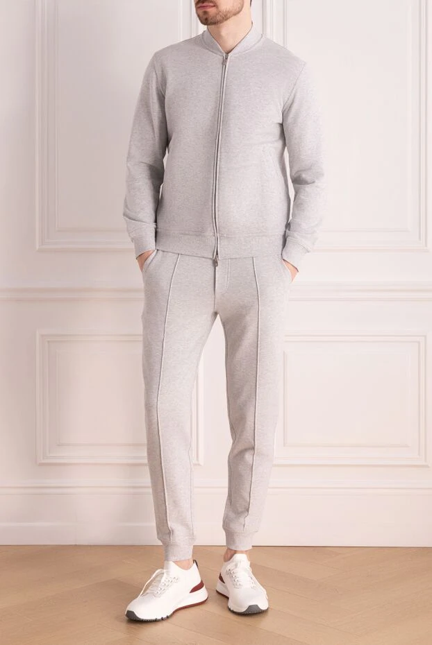 Brunello Cucinelli костюм спортивный мужской из хлопка серый 173581 - фото 2