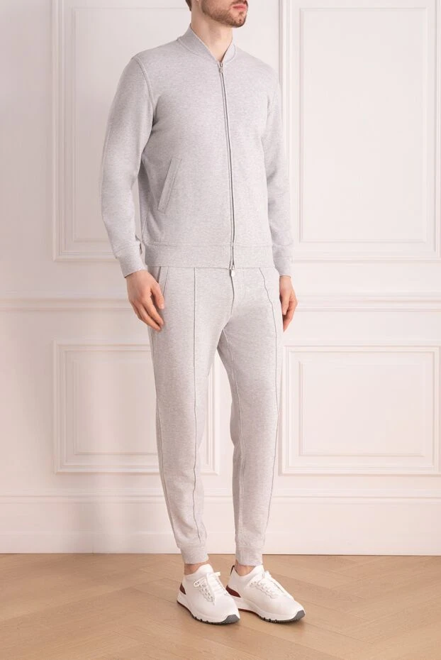 Brunello Cucinelli костюм спортивный мужской из хлопка серый 173581 - фото 3