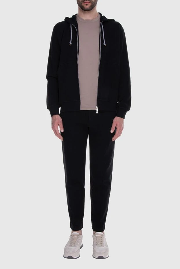 Brunello Cucinelli черный костюм из хлопкового трикотажа с капюшоном и молнией 173582 - фото 2