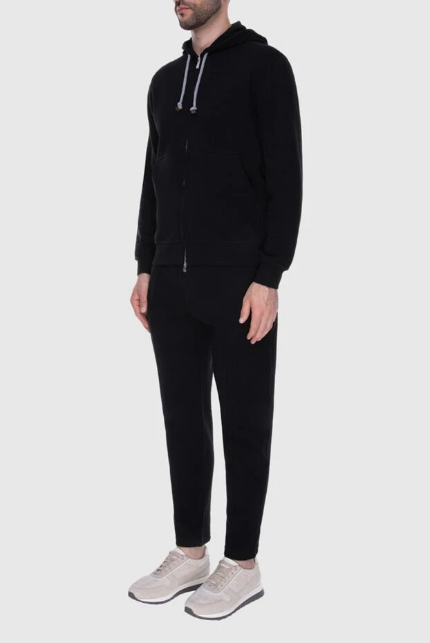 Brunello Cucinelli черный костюм из хлопкового трикотажа с капюшоном и молнией 173582 - фото 3