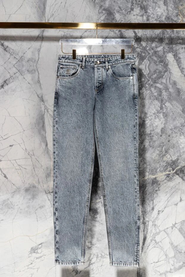 Brunello Cucinelli men's light blue denim jeans with a stonewash effect 173585 - photo 2