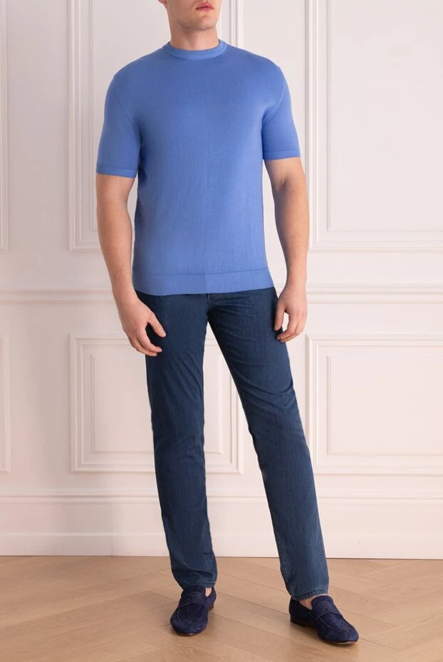 Cesare di Napoli man cotton short sleeve jumper blue for men buy with prices and photos 173587 - photo 2