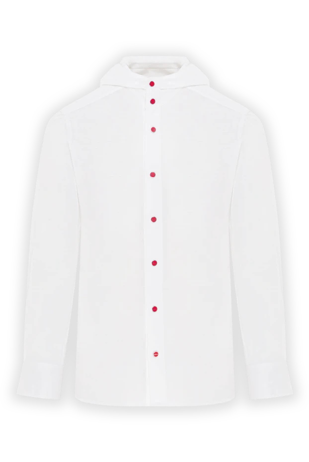 Kiton white cotton shirt with hood and red buttons 173599 - photo 1