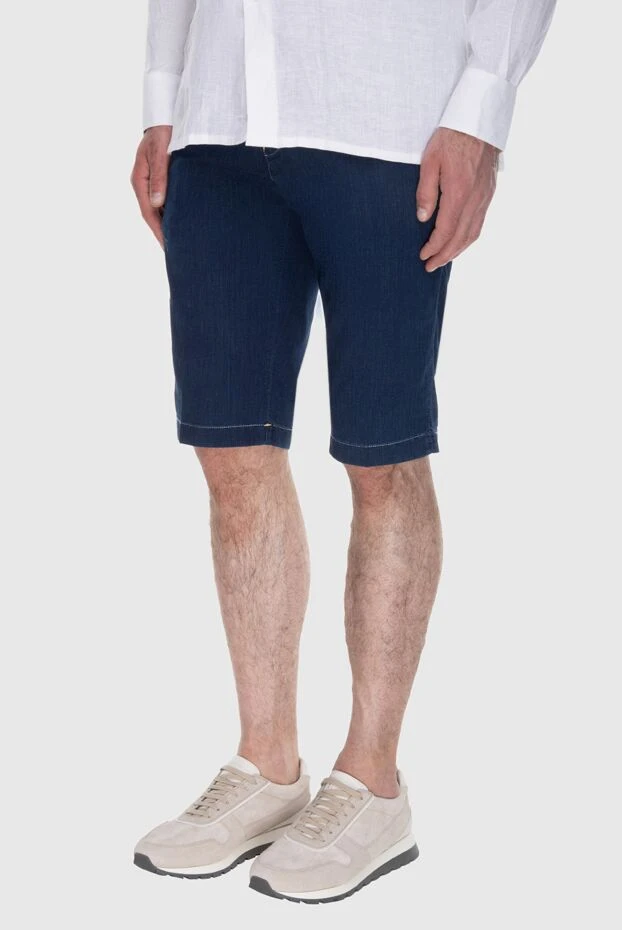 Scissor Scriptor blue men's cotton casual shorts with yellow accents 197108 - photo 3