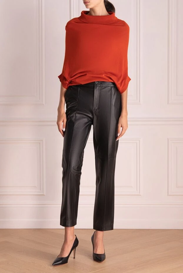Fleur de Paris женские брюки из кожи черные женские купить с ценами и фото 173645 - фото 2