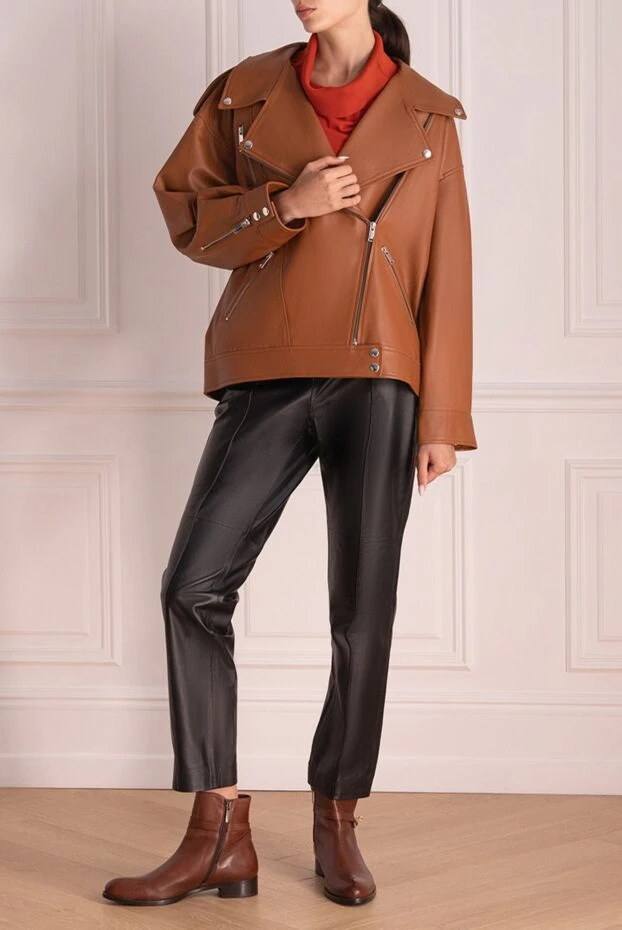Fleur de Paris женские куртка из кожи коричневая женская купить с ценами и фото 173646 - фото 2