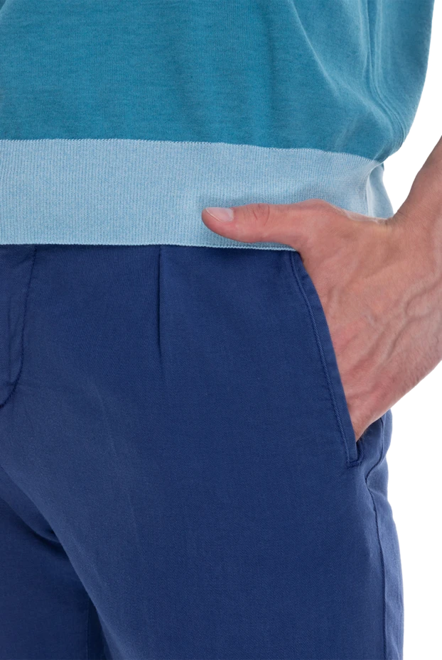 Kiton джинсы синие мужские с эластичным поясом и шнуровкой 173651 - фото 1