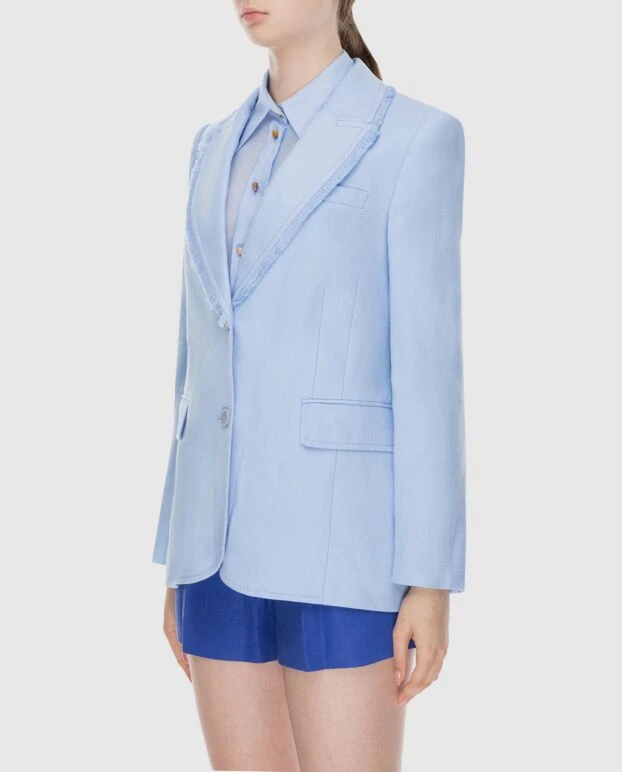 Zimmermann жакет жіночий блакитний з бахромою вздовж лацкана 173683 - фото 3