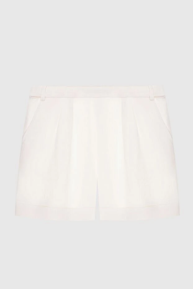 Women's white linen shorts with a belt