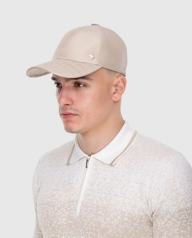 Stefano Ricci кепка зі шкіри алігатора та шовку бежева чоловіча 173709 - фото 2