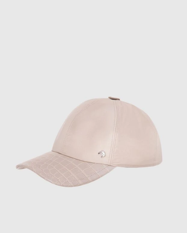 Stefano Ricci кепка зі шкіри алігатора та шовку бежева чоловіча 173709 - фото 3