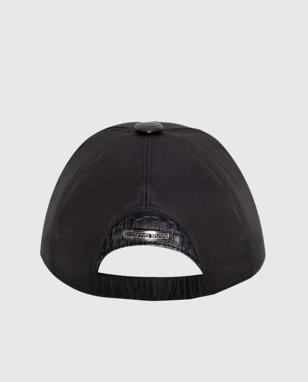 Stefano Ricci кепка зі шкіри алігатора та шовку чорна чоловіча 173712 - фото 3
