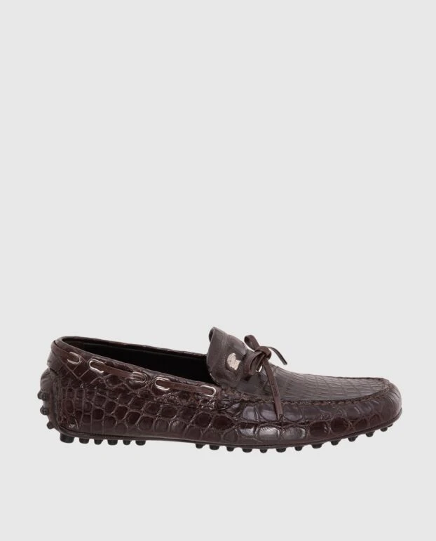 Men's alligator leather moccasins brown - photo 1