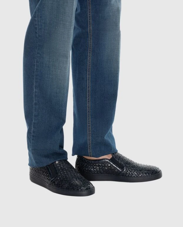 Stefano Ricci лофери чоловічі сині з плетеної шкіри 173735 - фото 2