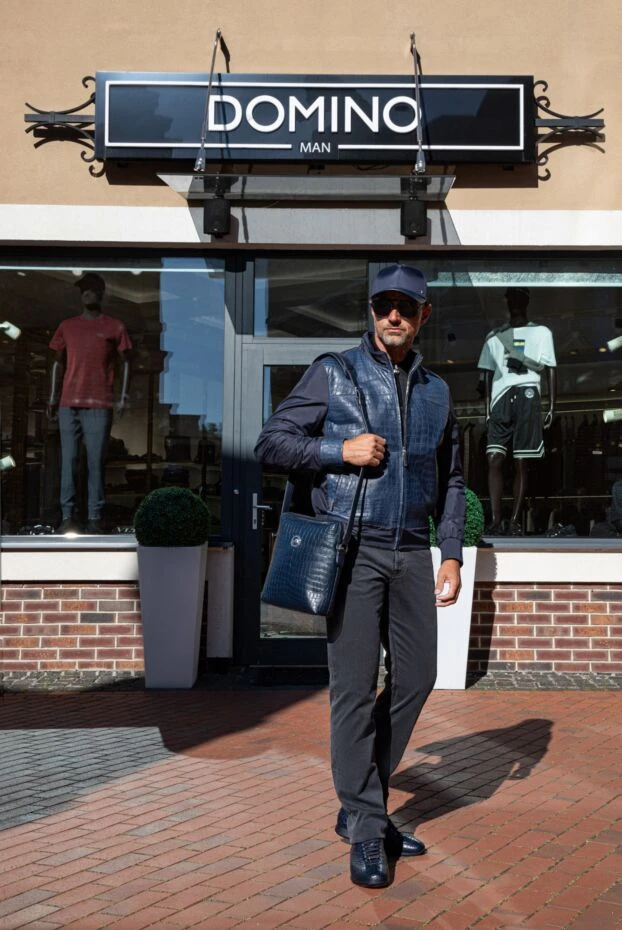 Снікери зі шкіри алігатора сині чоловічі - фото 2