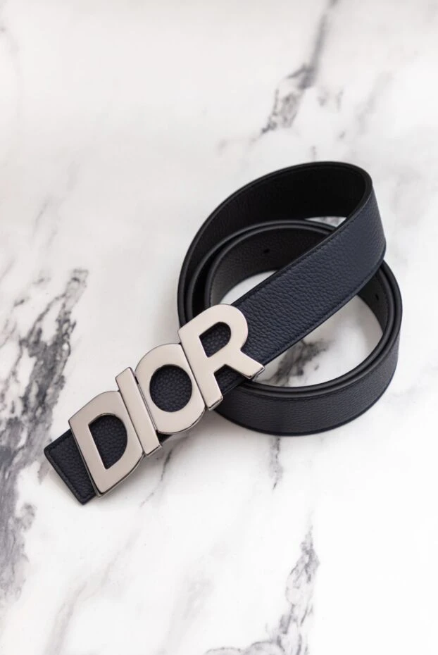 Dior ремінь жіночий синій шкіряний з логотипом 173775 - фото 1