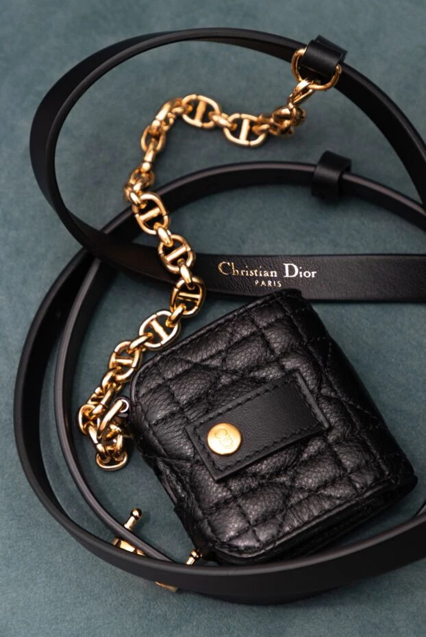 Dior ремінь шкіряний чорний жіночий з логотипом 173776 - фото 1