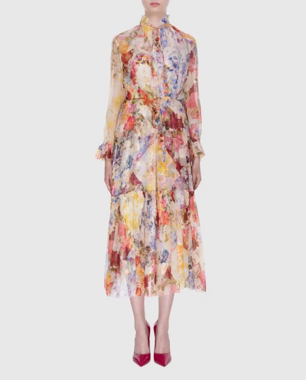 Zimmermann сукня-міді жіноча шовкова червона з квітковим принтом 173794 - фото 2