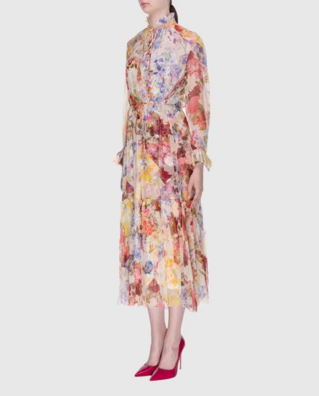 Zimmermann сукня-міді жіноча шовкова червона з квітковим принтом 173794 - фото 3