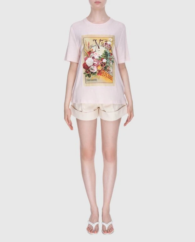 Zimmermann women's pink cotton t-shirt with print 173796 - photo 2