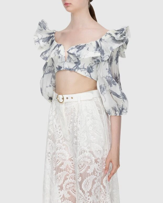 Zimmermann women's gray top with voluminous sleeves and floral print 173801 - photo 3