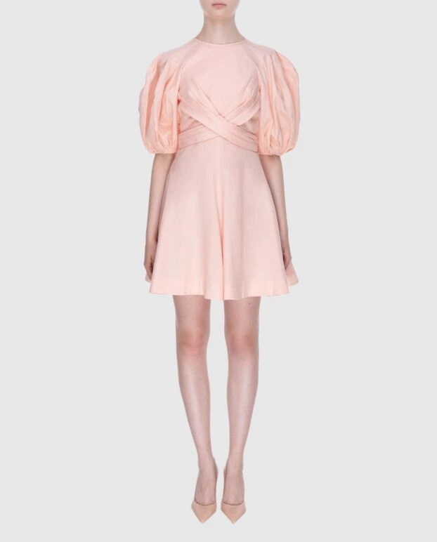 Zimmermann women's pink linen dress with puffed sleeves 173802 - photo 2
