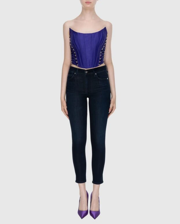 Blue linen and silk corset for women - photo 2